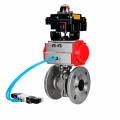 Кран шаровой DN.ru BV3232P(2pc)-FP-F-ISO-H WDVF Ду50 Ру40 полнопроходной, фланцевый, корпус - нержавеющая сталь 316, уплотнение - PTFE, с пневмоприводом PA-DA-083, пневмораспределителем 4V320-08 AC220V и БКВ APL-410N EX