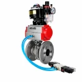 Кран шаровой DN.ru BV3232P(2pc)-FP-F-ISO-H WDVF Ду50 Ру40 полнопроходной, фланцевый, корпус - нержавеющая сталь 316, уплотнение - PTFE, с пневмоприводом PA-DA-083, пневмораспределителем 4V320-10 AC220V, БКВ APL-510N EX и БПВ AFC2000