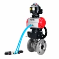 Кран шаровой DN.ru BV3232P(2pc)-FP-F-ISO-H WDVF Ду50 Ру40 полнопроходной, фланцевый, нержавеющая сталь 316, PTFE, с пневмоприводом PA-DA-083, пневмораспределителем 4V320-10 AC220V, БКВ APL-510N EX и ручным дублером MON1-250-T26-ISO