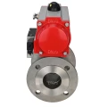 Кран шаровой DN.ru BV3232P(2pc)-FP-F-ISO-R Ду250 Ру16 полнопроходной двухходовой, нержавеющая сталь 316, фланцевый, уплотнение - PTFE, с пневмоприводом PA-DA-160 двойного действия и пневмораспределителем 4M310-08 24В