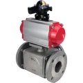 Кран шаровой DN.ru BV3232P(4pc)-FP-3WL-F Ду50 Ру16 полнопроходной трехходовой, фланцевый, корпус - нержавеющая сталь SS316, с пневмоприводом DN.ru PA-SA-105 с возвратными пружинами, пневмораспределителем 4V320-10 220В и БКВ APL-210N
