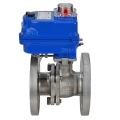 Кран шаровой DN.ru BV3232P(2pc)-FP-F-ISO-H Ду25 Ру40 полнопроходной двухходовой, нержавеющая сталь 316, фланцевый, уплотнение - PTFE, с электроприводом QT-N-003EM-O1-24VDC-У1 blue