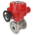Кран шаровой DN.ru BV3232P(2pc)-FP-F-ISO-H Ду32 Ру40 полнопроходной двухходовой, нержавеющая сталь, фланцевый, уплотнение - PTFE, с 1/4-оборотным электроприводом DN.ru QT-EX-005M-O2-220VAC-У1
