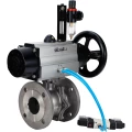 Кран шаровой DN.ru BV3232P(2pc)-FP-F-ISO-H Ду100 Ру16 полнопроходной фланцевый, корпус - нержавеющая сталь SS316, уплотнение - PTFE, с пневмоприводом PA-DA-105-1, пневмораспределителем 4V320-10 NAMUR AC220V и БПВ AFC2000