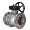 Кран шаровой DN.ru BV3232P(2pc)-FP-F-ISO-H Ду40 Ру40 полнопроходной двухходовой, нержавеющая сталь, фланцевый, уплотнение - PTFE, с ISO-фланцем и редуктором DN.ru HGB RQN1-180Z с индикатором положения