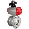 Кран шаровой DN.ru BV3232P-FP-Fb-ISO-H Ду25 Ру16, корпус - сталь 316, уплотнение - PTFE, полнопроходной, межфланцевый с пневмоприводом DN.ru PA-SA-065 с возвратными пружинами, пневмораспределителем 4M310-08 24В и блоком концевых выключателей APL-210N