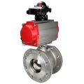 Кран шаровой DN.ru BV3232P-FP-Fb-ISO-H Ду32 Ру16, корпус - сталь 316, уплотнение - PTFE, полнопроходной, межфланцевый с пневмоприводом DN.ru PA-SA-083 с возвратными пружинами, пневмораспределителем 4M310-08 24В и блоком концевых выключателей APL-210N