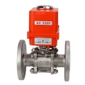 Кран шаровой DN.ru BV3131P(3pc)-FP-F-ISO-H Ду25 Ру40 трехсоставной из нержавеющей стали SS304, фланцевый, полнопроходной с электроприводом DN.ru QT-N-003EM-O1-220VAC-У1 MINI