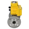 Кран шаровой DN.ru BV3131P(3pc)-FP-F-ISO-H Ду20 Ру40 трехсоставной из нержавеющей стали SS304, фланцевый, уплотнение - PTFE, полнопроходной с электроприводом DN.ru QT-N-003EM-O1-24VDC-У1
