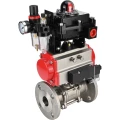 Кран шаровой DN.ru BV3232P(3pc)-FP-F-ISO-H Ду50 Ру40, трехсоставной полнопроходной фланцевый, нержавеющая сталь SS316, уплотнение - PTFE, с пневмоприводом PA-DA-083, с пневмораспределителем 4M310-08 220В, с БКВ APL-410N EX, с БПВ AFC2000