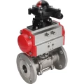 Кран шаровой DN.ru BV3131P(3pc)-FP-F-ISO-H Ду50 Ру40 трехсоставной из нержавеющей стали SS304, фланцевый, уплотнение - PTFE, полнопроходной с пневмоприводом DN.ru PA-DA-083 и БКВ APL-210N