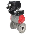 Кран шаровой DN.ru BV3232P(3pc)-FP-F-ISO-H Ду100 Ру16, трехсоставной полнопроходной фланцевый, нержавеющая сталь SS316, PTFE, с пневмоприводом PA-SA-160 и с электропневматическим поворотным позиционером YT-1000RSN без обратной связи