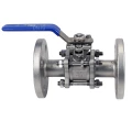 Кран шаровой DN.ru BV3131P(3pc)-FP-F-ISO-H Ду15 Ру40, полнопроходной, трехсоставной, сталь 304, уплотнение - PTFE, фланцевый, с ISO-фланцем