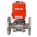 Кран шаровой DN.ru BV3232P(3pc)-FP-F-ISO-H Ду25 Ру40 трехсоставной из нержавеющей стали SS316, фланцевый, полнопроходной с электроприводом DN.ru QT-N-003EM-O1-220VAC-У1 MINI