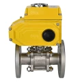 Кран шаровой DN.ru BV3232P(3pc)-FP-F-ISO-H Ду25 Ру40 трехсоставной из нержавеющей стали SS316, фланцевый, полнопроходной с электроприводом DN.ru QT-N-005EM-O1-380VAC-У1