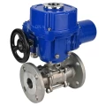 Кран шаровой DN.ru BV3232P(3pc)-FP-F-ISO-H Ду65 Ру25 трехсоставный из нержавеющей стали SS316, фланцевый, уплотнение - PTFE, полнопроходной, с 1/4-оборотным электроприводом DN.ru QT-N-010M-O2-380VAC-У1