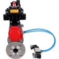 Кран шаровой DN.ru BV3131P(3pc)-FP-F-ISO-H Ду25 Ру40, трехсоставной полнопроходной фланцевый, нержавеющая сталь SS304, уплотнение - PTFE, с пневмоприводом PA-DA-052, с пневмораспределителем 4V320-08 220В, с БКВ APL-410N EX, с БПВ AFC2000