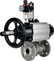 Кран шаровой DN.ru BV3131P(3pc)-FP-F-ISO-H Ду80 Ру25, трехсоставной полнопроходной фланцевый, нержавеющая сталь SS304, уплотнение - PTFE, с пневмоприводом PA-DA-105-1 двойного действия, с пневмораспределителем 4М310-08 220В NAMUR, с БПВ AFC2000