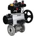 Кран шаровой DN.ru BV3131P(3pc)-FP-F-ISO-H Ду65 Ру25, трехсоставной полнопроходной фланцевый, нержавеющая сталь SS304, уплотнение - PTFE, с пневмоприводом PA-DA-105-1, с пневмораспределителем 4М310-08 220В NAMUR, с БКВ APL-410N EX, с БПВ AFC2000