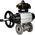 Кран шаровой DN.ru BV3131P(3pc)-FP-F-ISO-H Ду80 Ру25, трехсоставной полнопроходной фланцевый, нержавеющая сталь SS304, уплотнение - PTFE, с пневмоприводом PA-DA-105-1 двойного действия, с пневмораспределителем 4М310-08 24В NAMUR, с БКВ APL-410N EX