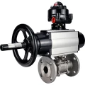 Кран шаровой DN.ru BV3232P(3pc)-FP-F-ISO-H Ду80 Ру25, трехсоставной полнопроходной фланцевый, нержавеющая сталь SS316, уплотнение - PTFE, с пневмоприводом PA-DA-105-1 двойного действия, с пневмораспределителем 4М310-08 24В NAMUR, с БКВ APL-510N EX