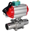 Кран шаровой DN.ru BV3131P(3pc)-FP-W-ISO-H LONG Ду32 Ру40 полнопроходной, корпус - нержавеющая сталь 304, уплотнение - PTFE, под приварку, с пневмоприводом PA-DA-052, пневмораспределителем 4M310-08 24В и магнитным переключателем ALS200D