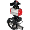 Кран шаровой DN.ru BV3131P(3pc)-FP-W-ISO-H LONG Ду15 Ру63, полнопроходной, трехсоставной, нержавеющая сталь 304, PTFE, под приварку, с пневмоприводом PA-DA-052, с пневмораспределителем 4V320-08 220В, БКВ APL-210N, ручным дублером MON1-250-T26-ISO