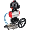 Кран шаровой DN.ru BV3232P(3pc)-FP-W-ISO-H LONG Ду125 Ру16, полнопроходной, нержавеющая сталь 316, уплотнение - PTFE, под приварку, с пневмоприводом PA-DA-130, с пневмораспределителем 4V320-10 220В, БКВ APL-510N Ex, ручным дублером MON3-700-T38-ISO