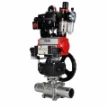 Кран шаровой DN.ru Ду40 Ру40 полнопроходной, корпус - нерж.сталь 304, уплотнение - PTFE, под приварку, с пн.приводом PA-DA-065, пн.распределит 4M320-10 AC220V, БКВ APL-410N EX, руч.дублером MON1-250-T26-ISO и БПВ AFC2000 (BV3131P(3pc)-FP-W-ISO-H LONG)