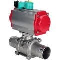Кран шаровой DN.ru BV3232P(3pc)-FP-W-ISO-H LONG Ду40 Ру40 полнопроходной, корпус - нержавеющая сталь 316, уплотнение - PTFE, под приварку, с пневмоприводом PA-DA-065 и магнитным переключателем ALS200D