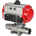 Кран шаровой DN.ru BV3131P(3pc)-FP-W-ISO-H LONG Ду100 Ру16 полнопроходной, корпус - нержавеющая сталь 304, уплотнение - PTFE, под приварку, с пневмоприводом PA-DA-105 и пневмораспределителем 4М310-08 220В NAMUR