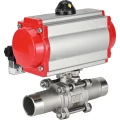 Кран шаровой DN.ru BV3232P(3pc)-FP-W-ISO-H LONG Ду50 Ру40 полнопроходной, корпус - нержавеющая сталь 316, уплотнение - PTFE, под приварку, с пневмоприводом DN.ru PA-SA-105 и пневмораспределителем 4М310-08 220В NAMUR