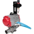 Кран шаровой DN.ru BV3232P(3pc)-FP-W-ISO-H LONG Ду100 Ру16 полнопроходной, корпус - нержавеющая сталь 316, уплотнение - PTFE, под приварку, с пневмоприводом DN.ru PA-SA-140, пневмораспределителем 4V320-08 220В и БПВ AFC2000