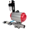 Кран шаровой DN.ru BV3232P(3pc)-FP-W-ISO-H LONG Ду50 Ру40 полнопроходной, корпус - нержавеющая сталь 316, уплотнение - PTFE, под приварку, с пневмоприводом DN.ru PA-SA-105, пневмораспределителем 4V320-08 220В и БПВ AFC2000