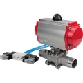 Кран шаровой DN.ru BV3232P(3pc)-FP-W-ISO-H LONG Ду50 Ру40 полнопроходной, корпус - нержавеющая сталь 316, уплотнение - PTFE, под приварку, с пневмоприводом DN.ru PA-SA-105 и пневмораспределителем 4V320-08 220В