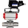 Кран шаровой DN.ru BV3232P(3pc)-FP-W-ISO-H LONG Ду20 Ру63 полнопроходной, корпус - нержавеющая сталь 316, уплотнение - PTFE, под приварку, с пневмоприводом DN.ru PA-SA-105 и пневмопозиционером YT-1000RSN с обратной связью