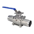 Кран шаровой DN.ru BV3131P(3pc)-FP-W-ISO-H LONG Ду80 Ру25 полнопроходной, трехсоставной, корпус - нержавеющая сталь 304, уплотнение - PTFE, под приварку, с рукояткой