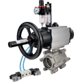 Кран шаровой DN.ru BV3232P(3pc)-FP-SW-ISO-H Ду100 Ру63 полнопроходной, корпус - нержавеющая сталь SS316, под приварку, с пневмоприводом PA-DA-105-1, пневмораспределителем 4V320-10 220В, БПВ AFC2000