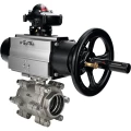 Кран шаровой DN.ru BV3232P(3pc)-FP-SW-ISO-H Ду100 Ру63 полнопроходной, корпус - нержавеющая сталь SS316, под приварку, с пневмоприводом PA-DA-105-1, БКВ APL-210N