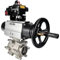 Кран шаровой DN.ru BV3232P(3pc)-FP-SW-ISO-H Ду100 Ру63 полнопроходной, корпус - нержавеющая сталь SS316, под приварку, с пневмоприводом PA-DA-105-1, БКВ APL-410N EX