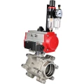 Кран шаровой DN.ru BV3232P(3pc)-FP-SW-ISO-H Ду40 Ру63 полнопроходной, корпус - нержавеющая сталь SS316, под приварку, с пневмоприводом PA-DA-065, пневмораспределителем 4М310-08 24В NAMUR, БПВ AFC2000