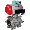 Кран шаровой DN.ru BV3232P(3pc)-FP-SW-ISO-H Ду40 Ру63 полнопроходной, корпус - нержавеющая сталь SS316, под приварку, с пневмоприводом PA-DA-065, пневмораспределителем 4М310-08 24В NAMUR, магнитным переключателем ALS200D