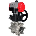 Кран шаровой DN.ru BV3232P(3pc)-FP-SW-ISO-H Ду65 Ру63 полнопроходной, корпус - нержавеющая сталь SS316, под приварку, с пневмоприводом PA-DA-105, пневмораспределителем 4М310-08 24В NAMUR, ручным дублером MON2-450-T28-ISO