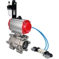 Кран шаровой DN.ru BV3232P(3pc)-FP-SW-ISO-H Ду40 Ру63 полнопроходной, корпус - нержавеющая сталь SS316, под приварку, с пневмоприводом PA-SA-105, пневмораспределителем 4V320-08 220В, БПВ AFC2000