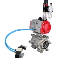 Кран шаровой DN.ru BV3232P(3pc)-FP-SW-ISO-H Ду65 Ру63 полнопроходной, корпус - нержавеющая сталь SS316, под приварку, с пневмоприводом PA-SA-130, пневмораспределителем 4V320-08 220В, БПВ AFC2000