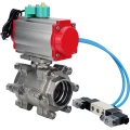 Кран шаровой DN.ru BV3232P(3pc)-FP-SW-ISO-H Ду40 Ру63 полнопроходной, корпус - нержавеющая сталь SS316, под приварку, с пневмоприводом PA-DA-065, пневмораспределителем 4V320-10 220В, магнитным переключателем ALS200D
