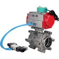 Кран шаровой DN.ru BV3232P(3pc)-FP-SW-ISO-H Ду65 Ру63 полнопроходной, корпус - нержавеющая сталь SS316, под приварку, с пневмоприводом PA-DA-105, пневмораспределителем 4V320-10 220В, магнитным переключателем ALS200D