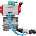 Кран шаровой DN.ru BV3232P(3pc)-FP-SW-ISO-H Ду65 Ру63 полнопроходной, корпус - нержавеющая сталь SS316, под приварку, с пневмоприводом PA-DA-105, пневмораспределителем 4V320-10 220В, магнитным переключателем ALS200D