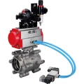 Кран шаровой DN.ru BV3232P(3pc)-FP-SW-ISO-H Ду65 Ру63 полнопроходной, корпус - нержавеющая сталь SS316, под приварку, с пневмоприводом PA-DA-105, пневмораспределителем 4V320-10 220В, БКВ APL-210N, БПВ AFC2000