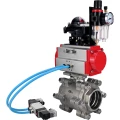 Кран шаровой DN.ru BV3232P(3pc)-FP-SW-ISO-H Ду65 Ру63 полнопроходной, корпус - нержавеющая сталь SS316, под приварку, с пневмоприводом PA-DA-105, пневмораспределителем 4V320-10 AC220V, БКВ APL-210N, БПВ AFC2000